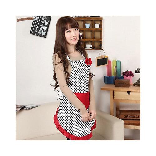 New Cute Bib Apron Dress Vintage Kitchen Women Bowknot with Pocket Gift
