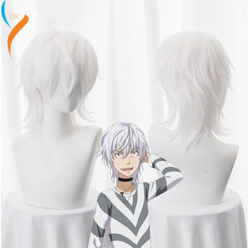 Toaru Majutsu No Index Accelerator Cosplay Wig for Man Boys 30cm Short Straight Anime Wig Heat Resistant Synthetic Hair White