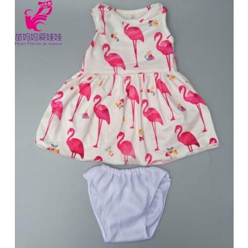 Fits for 43cm baby doll dress Flamingo pattern doll dress base pants for 18" baby doll accessories toys wear