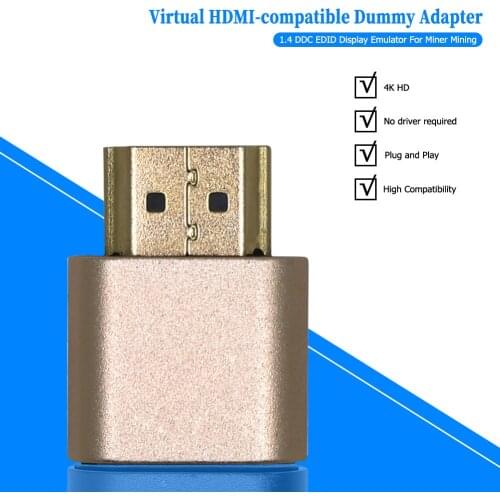 Dummy Plug Display Emulator Adapter Support Mining 4K HDMI-Compatible Display Emulator for Bitcoin Ethereum Miner