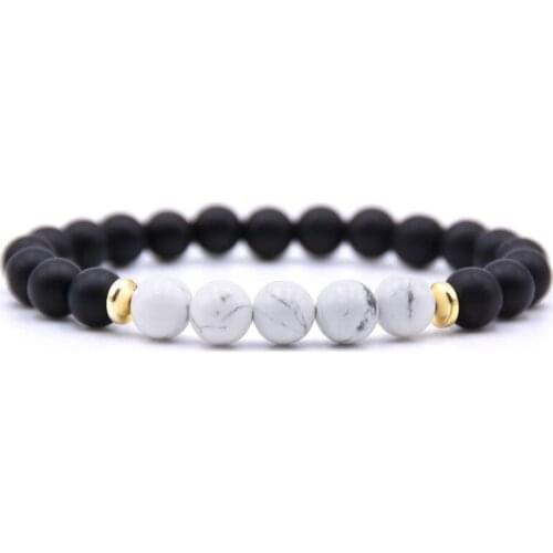 Howlite Simple Bracelet Man Fashion Women Gift For Natural Stone Crystal Quartz Yoga Boho Chakra Matte Onyx Charm Bracelets