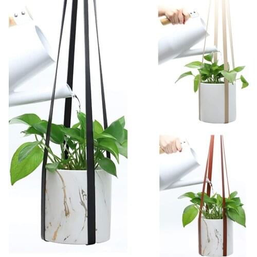 PU Leather Modern Hanging Planter Shelf For Indoor Plants Succulents Flower Hanger Pot Holder Decorative Home Decor