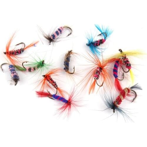 12Pcs/Set Realistic Nymph Scud Fly for Trout Fishing Artificial Insect Caterpillar Bait Lure Simulated Scud worm Fishing Lure