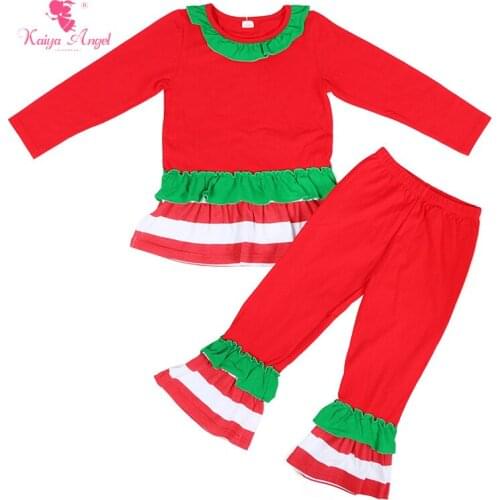 Kaiya Angel Christmas Pajamas Children Baby Girl Wholesale Kids Clothes Toddler Girls Autumn 2017 Christmas Boutique Outfits