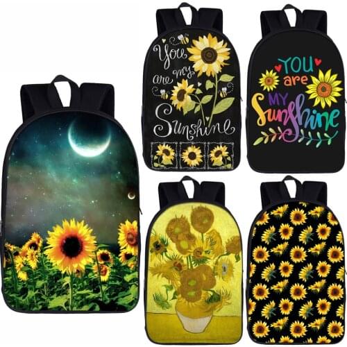 Galaxy moon sunflower backpack women men fashion rucksack children school bags for teenager boys girls school backpack book bag