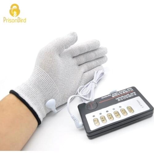 Prison Bird Electro Shock Gloves E Stim Stimulation Pair Couples Sex Toys Games A255