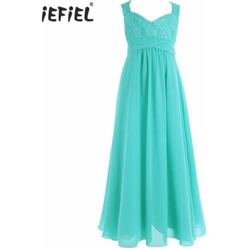 Girls Chiffon Flower Lace Dress Children Kids Infant Bridesmaid Toddler Elegant Dress Pageant Vestido Infantil Tulle Party Dress