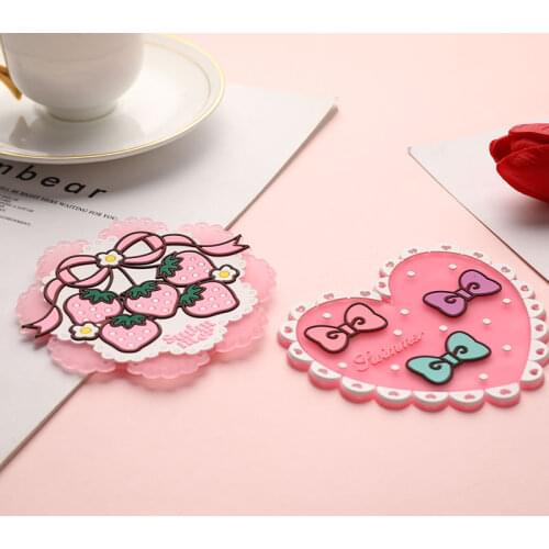 Kawaii Cartoon Silicone Unicorn Alice Drink Coasters Glass Cup Pads Mats Tableware Kitchen Dinnerware Insulation Pad