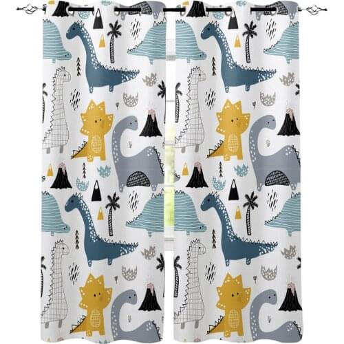 Cute Cartoon Dinosaur Kawaii Printing Window Curtain for Kids Room Bedroom Curtain for Girls Colorful cortinas