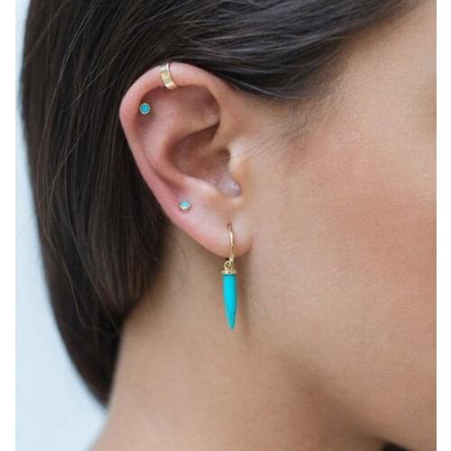 2019 real 925 sterling silver mini small girl gift simple single cz stone girl 3 mm tiny turquoises white cz fashion earrings