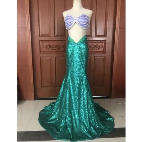 Mermaid Princess Ariel Cosplay Costume Adult Women Stage Role-playing Dress Halloween Carnival Party Gown
