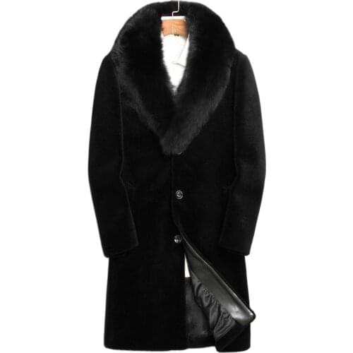 S-6XL Europe and America Medium and long Coat thickened men' overcoat Big furs High Imitation Mink fur coats Men Winter Clothes