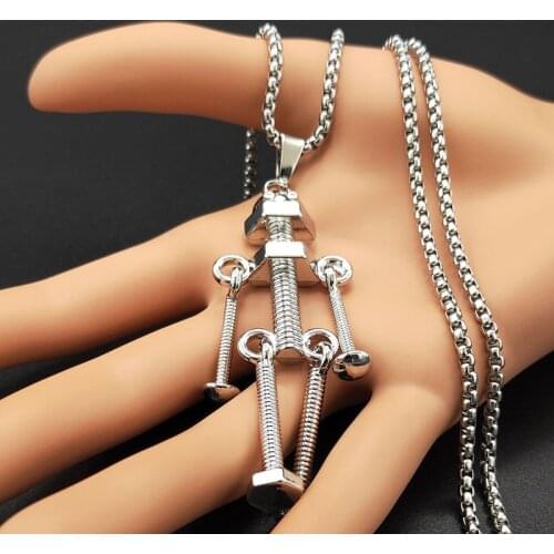 2021 тренд European And American Hip-hop Tuku Cartoon Cute Bear Robot NecklaceRetro Nostalgic For Men And Women Pendant Gothic