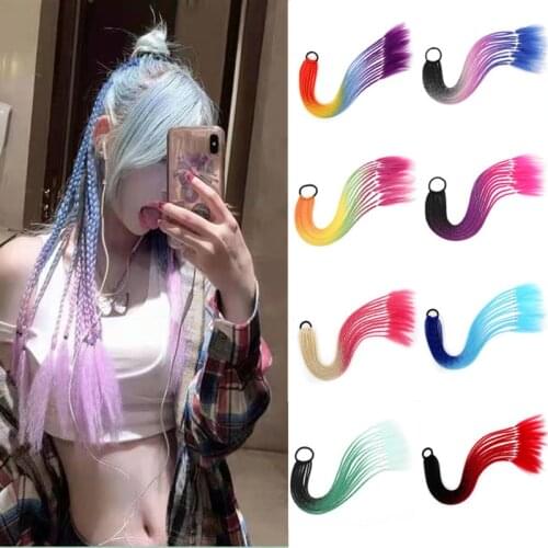 24Inch Twist Braids Headdress Braiding Hair Extensions Ponytail Rubber Bands Braid Rope Hair Accessories Kids Hair Wig