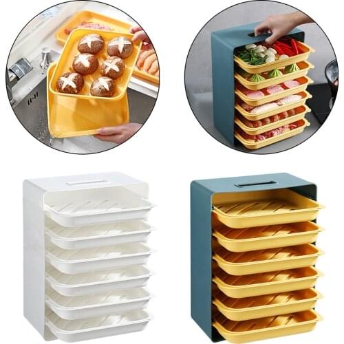 6-layer Kitchen Food Preparation Tray Plastic Food Preservation Tray Rack Durable