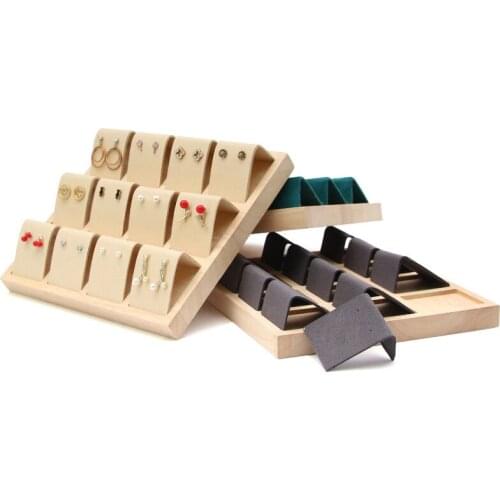 Velvet Bamboo Display Cards for 12 Pair Earrings, Jewelry Accessory Display Tray