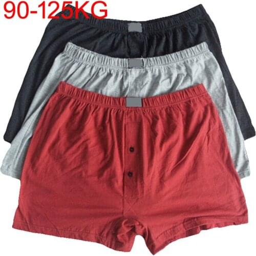3 PCS/lot Pluse Size 9XL Cotton Men Boxers Solid Red Navy Blue Gray Male Comfortable Mens Boxer Shorts Men Underwear