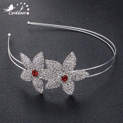 Carddoor Beautiful Crystal Rhinestones Crown Tiara Flower Pattern Girls Headband Hair Jewelry Wedding Bridal Prom Accessories