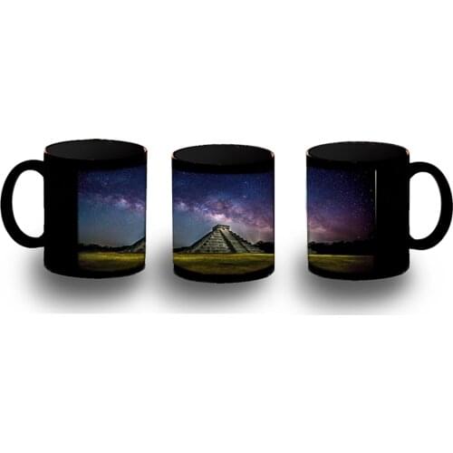MERCHANDMANIA Cup completely black Temple MAYA Aztec jungle custom washable cafe dishwasher ceramic