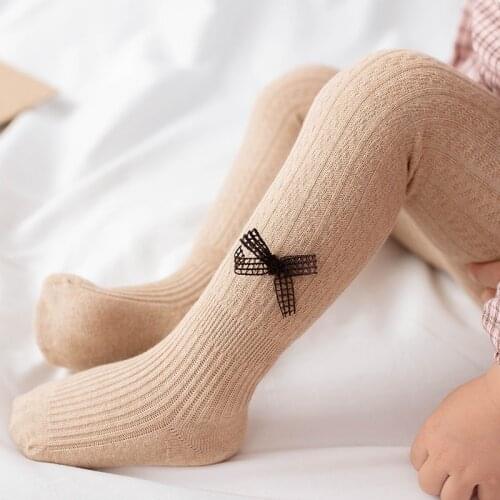 1-12Yrs Children Spring Autumn Winter Bowknot Tights Cotton Baby Girls Pantyhose Kids Infant Knitted Collant Tights Kids Socks