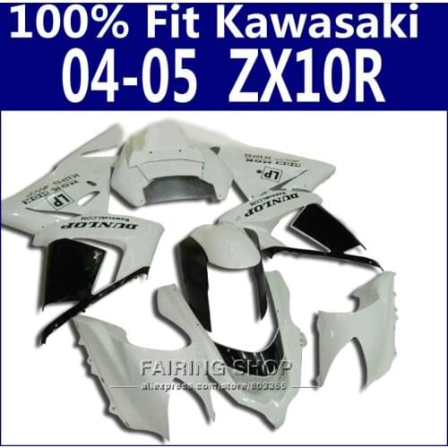 For Kawasaki Ninja Injection mold Fairings Zx10r 2004 2005 04 05 ( +Sticker White black ) Fairing kit EMS free x64