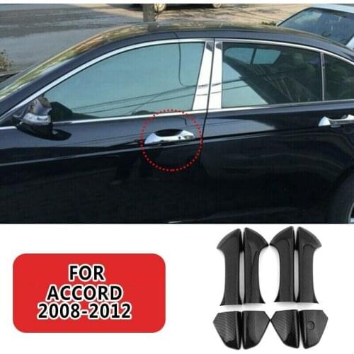 Glossy Carbon Fiber Side Door Handle Covers Trims for 2008-13 Honda Accord Sedan