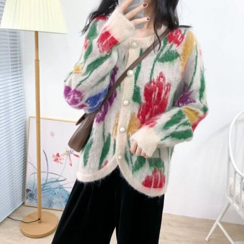 2020 Early Autumn New High Street Womens Cardigan Luxury High-quality Jacquard Floral Coat Womens Sweater Coat O-neck Clothes