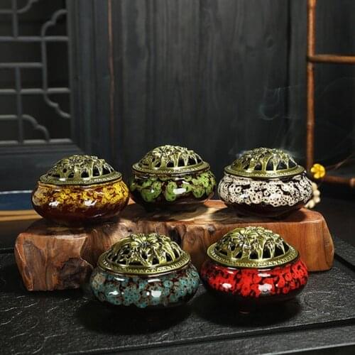5 Colors Ceramic Incense Burners Portable Censer Incense Holder for Home Living Room Decoration Ornament Yoga Incense 골동품향로