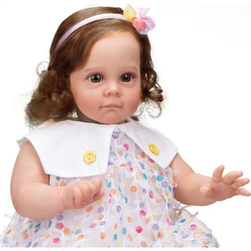 60CM Handmade High Quality Reborn Toddler Maggie Detailed Lifelike Painting Rooted Long Curly Hair Collectible Art Doll Doll Toy