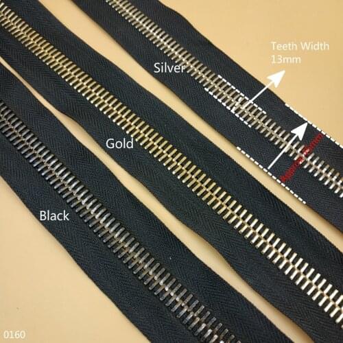 Size15 metal zipper big zipper for sewing backbags garments copper zip 5yards black gold silver tooth diy accessories