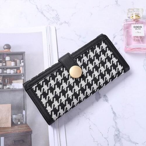 Fashion Women Long Wallet Houndstooth Ladies Handbags Multi Card Position Coin Purses Hasp Cell Phone Bags for Female sac femme