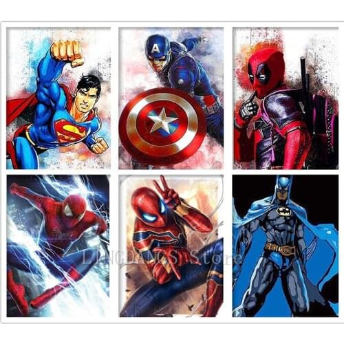 5D DIY Diamond Painting Mosaic Marvel Movie Superhero Spider Man Captain America Embroidery Cross Stitch Kits Home Decor Gift