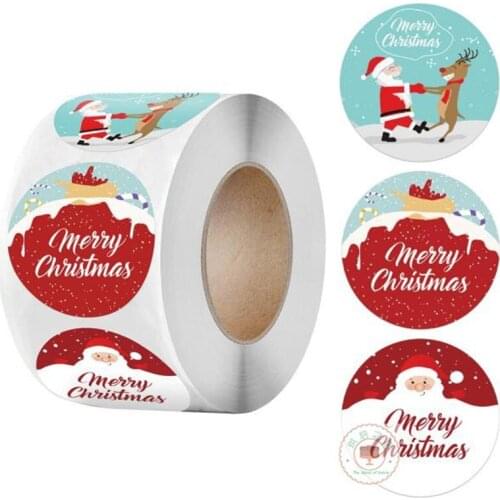 Beautiful 500pcs/lot Round Merry Christmas Sticker diy Sealing Envelope Card Gift Box Labels christmas decoration window sticker