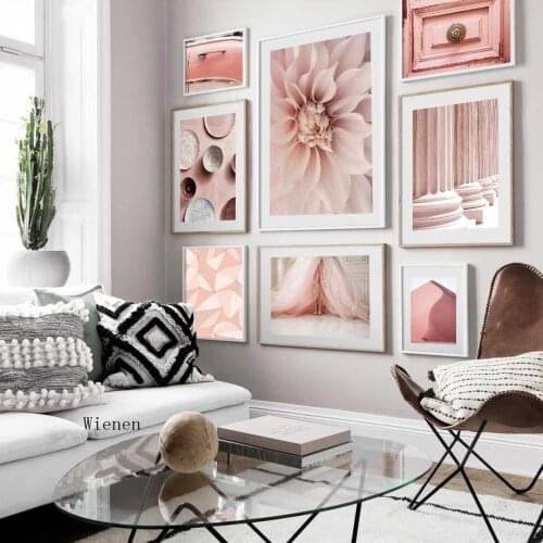 Pink Wall Art Canvas Painting Flower Plate Desert Car Abstract Nordic Posters and Prints Decor Pictures for Living Room Home