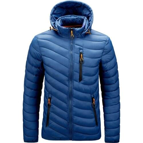2021 New Winter Outdoor Light Down Jacket For Men Solid Hooded Jacket Coat Camping Hiking Down Warm Outwear Hiking Jacket