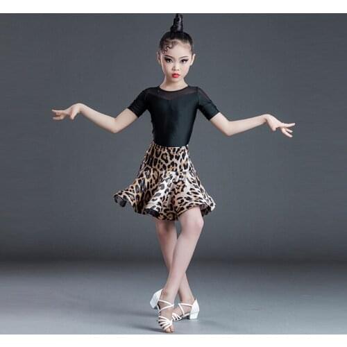 New Girls Latin Dance Dress Short Sleeved Skirts Suit Latin Practice Clothes Chacha Samba Latin Dance Performance Wear SL4985
