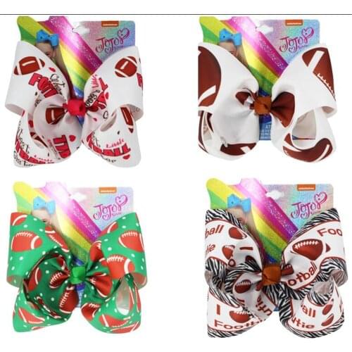 NEW 8inch Hair Bows Rugby Football Hairpin Ribbon Bowknot Hair Clips Girls Hair Accessories