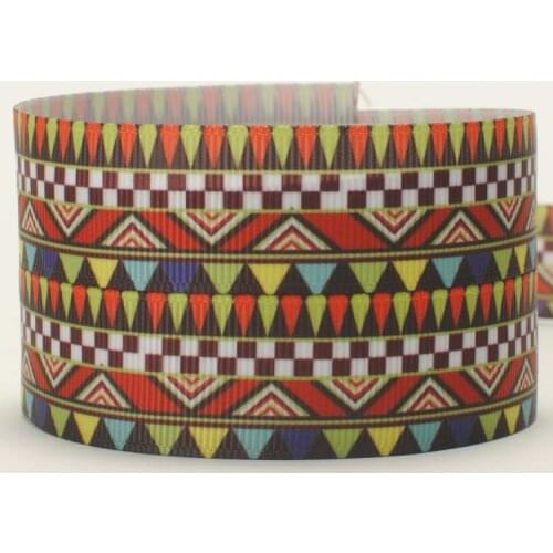 NEW 7/8"22mm 10 yards India totem geometric designs pattern printed grosgrain ribbons