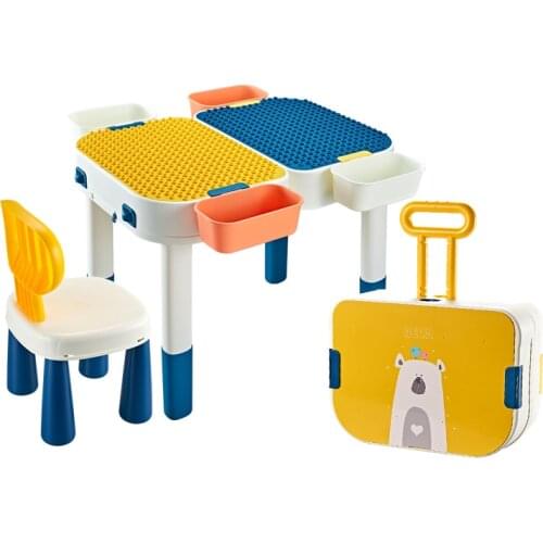 New Building blocks Kids Study Table Suitcase Fun Portable Toy Children Gifts