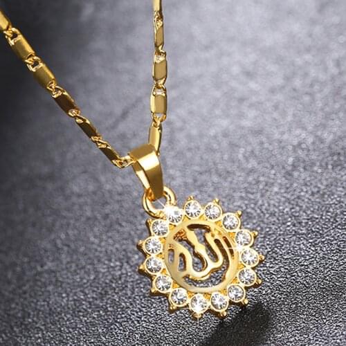 SONYA Sun Shape Arabic Women Gold-color Muslim Islamic God Allah Charm Pendant Necklace Jewelry Ramadan Gift