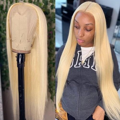 30 32 34 Inch HD Straight 613 Blonde Lace Front Human Hair Wigs Virgin Transparent Glueless Frontal Closure Wig Pre Plucked Baby
