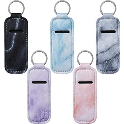 Portable Lipstick Holders Lip Cover Neoprene Keychain Marble Printed Chapstick Holder Bag Wrap Party Favor Gift LX2273