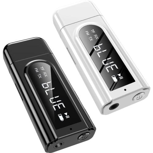 Bluetooth 5.0 Receiver Car LED FM Transmitter FM Modulator Card Reader LED Transmitter Bluetooth Transmission For Cars Universal