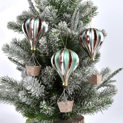 Christmas decorations glass painted special-shaped ball red flower hot air balloon shape pendant window scene layout ornaments