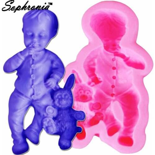 Sophronia Boy Doll Bear Rabbit Icing Jewelry Silicone Mold Gumpaste Expoxy Mold Jewelry Making DIY Decorate Craft m924