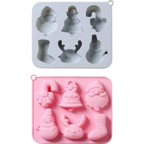 Silicone 6-Cartoon Mold Candle Soap DIY Cake Decorating Mould Candy Chocolate Making Tool Christmas Decor Baking Accessories