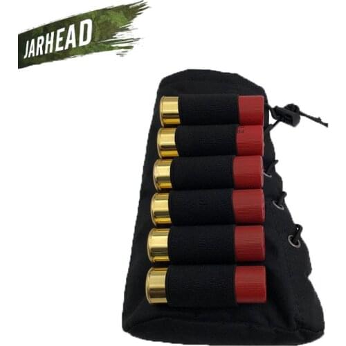 6 hole Tactical Hunting Rifle Cheek Rest Buttstock Gun Bullet Stock Ammo Shell Magazine Molle Pouch Cartridge Holder Bag