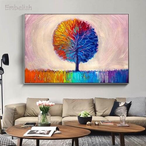 Embelish 1 Pieces Hot Colorful Tree Landscape HD Print On Canvas Paintings For Living Room Modern Home Decor Wall Arrt Pictures