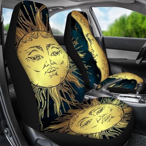 Vintage Sun and Moon Car Seat Cover SUV Interior Decoration Sheet Cushion Protector Anti Dirty Fit Universal Vehicle Accessorie