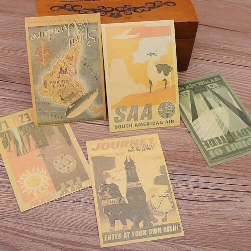 Vintage Euramerican Nostalgic Art Postcards Room Decor Cardstock Background Wall Sticker Decorative Card photography props 5pcs